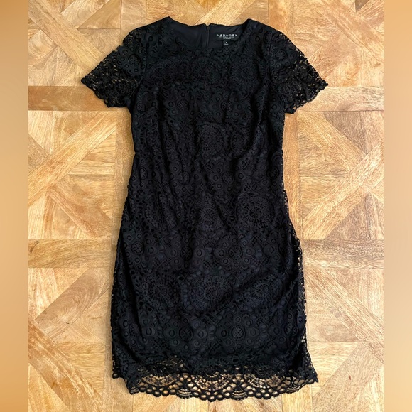 Laundry By Shelli Segal Black Lace Cocktail Sheath Dress - Picture 1 of 7